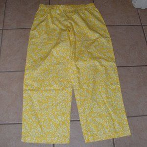 NEW Yellow Floral Sz Large Elastic Waist Cotton Lounge Sleep Pants MARK ASHTON